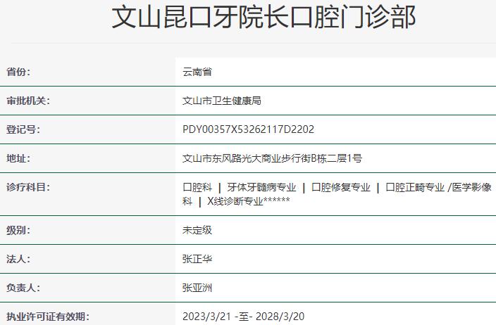 文山昆口牙院長口腔門診部