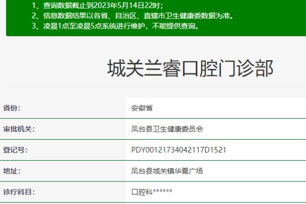 淮南鳳臺縣蘭睿口腔門診部