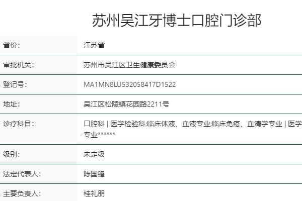 蘇州吳江牙博士口腔門(mén)診部