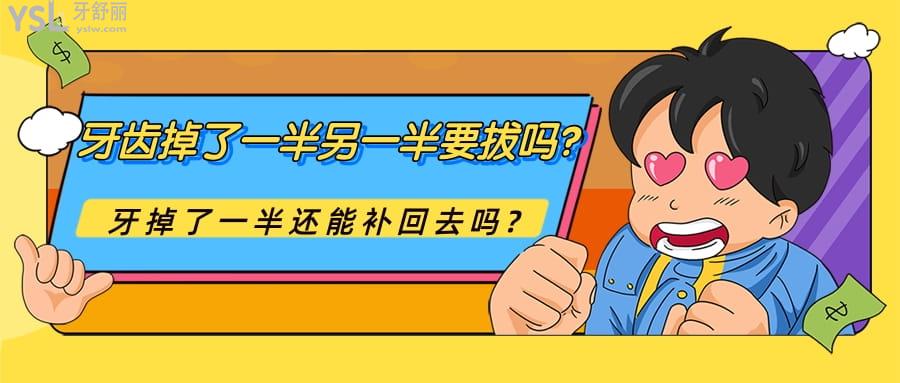 牙齒掉了一半另一半要拔嗎?牙掉了一半還能補回去嗎?