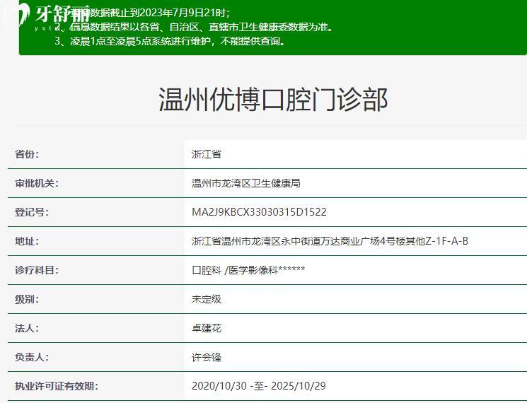 溫州優(yōu)博口腔資質(zhì)