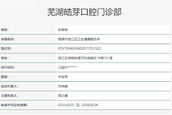 蕪湖皓芽口腔門(mén)診部