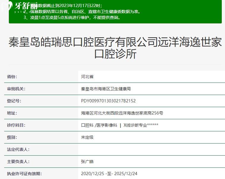 秦皇島皓瑞思口腔資質(zhì)