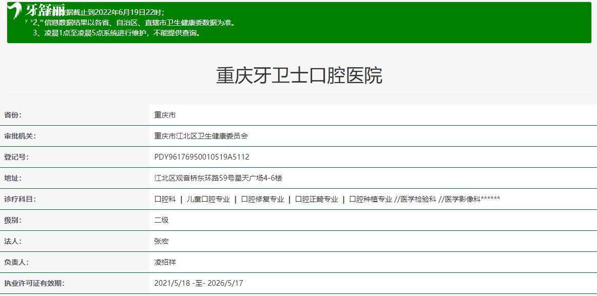 重慶牙衛(wèi)士口腔醫(yī)院資質(zhì)