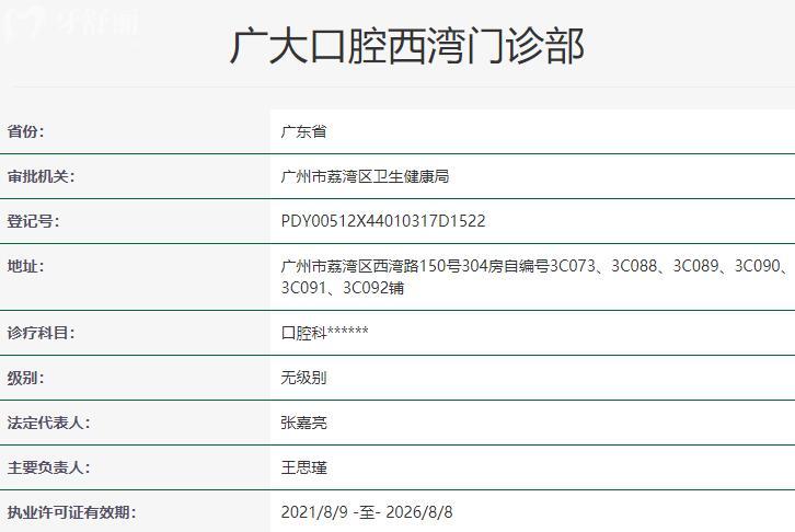 廣大口腔醫(yī)院資質(zhì)