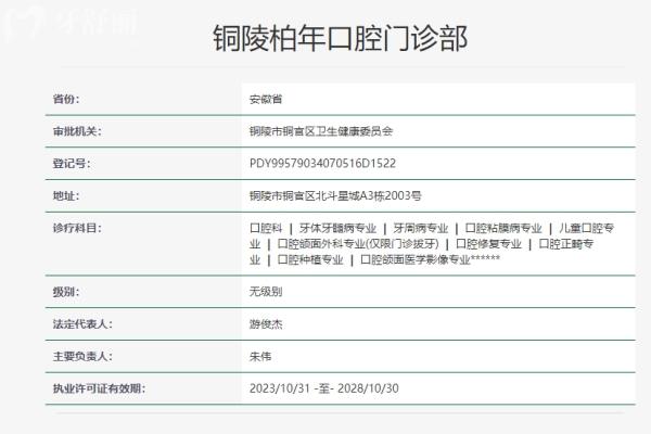 銅陵柏年口腔門診部