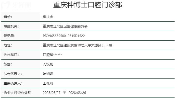 重慶種博士口腔醫(yī)院資質