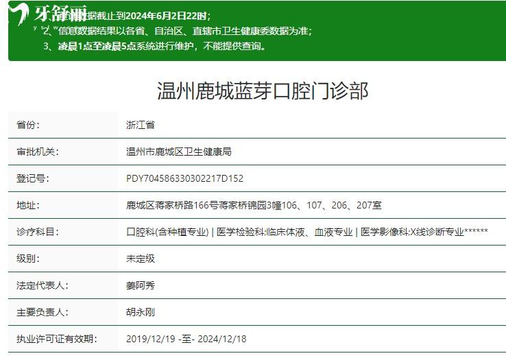 溫州鹿城藍(lán)芽口腔門(mén)診部衛(wèi)健委資質(zhì)