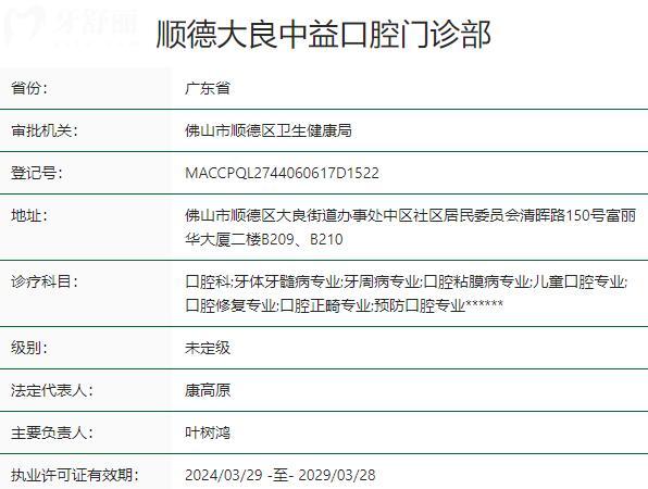 順德大良中益口腔門診部資質