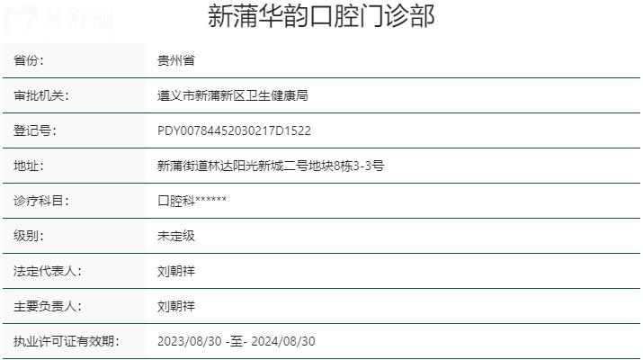 遵義華韻口腔門診部資質(zhì)