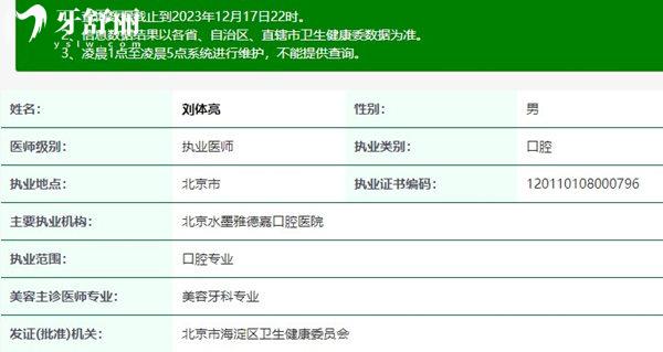 劉體亮醫(yī)生執(zhí)業(yè)注冊信息查詢