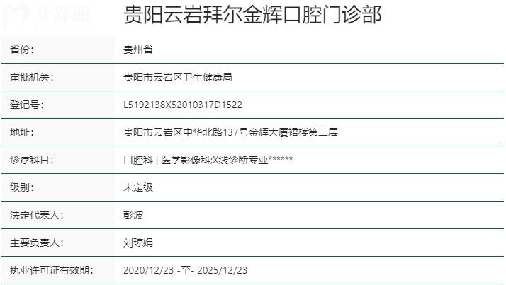 貴陽(yáng)拜爾口腔醫(yī)院資質(zhì)