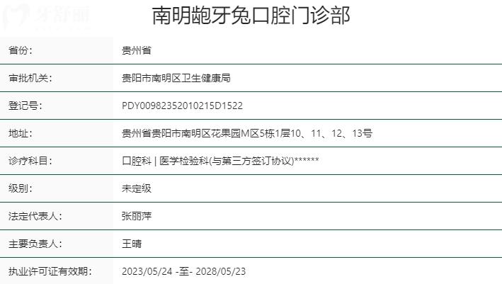 貴州貴陽齙牙兔口腔資質(zhì)
