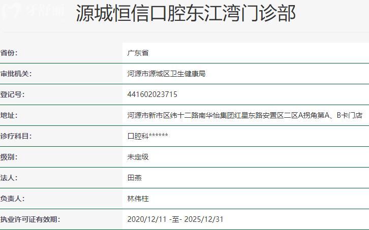 河源恒信口腔資質(zhì)