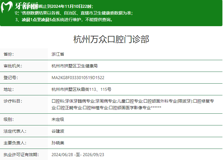 杭州萬眾口腔門診部收費標(biāo)準