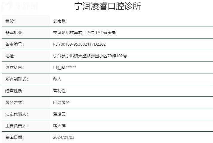 云南寧洱凌?？谇辉\所資質(zhì)