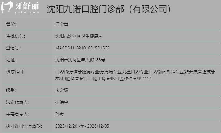 沈陽九諾口腔資質(zhì)