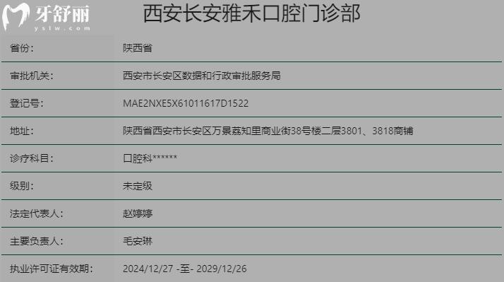 西安長(zhǎng)安雅禾口腔門診部