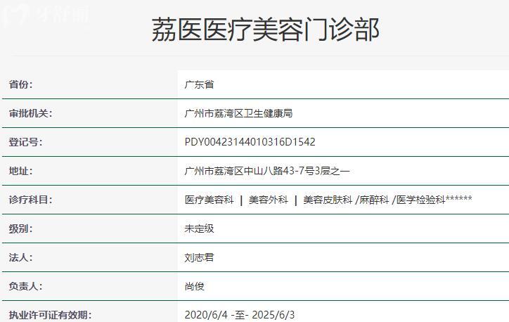 廣州荔醫(yī)整形美容醫(yī)院正規(guī)資質(zhì)
