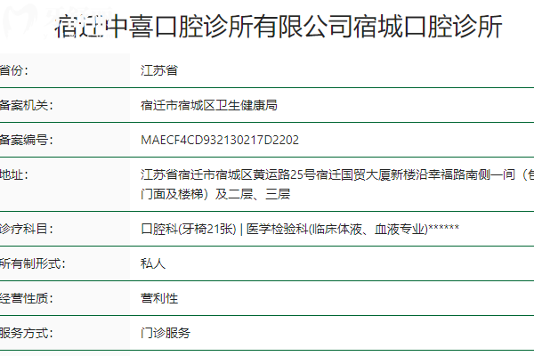 宿遷中喜口腔醫(yī)院